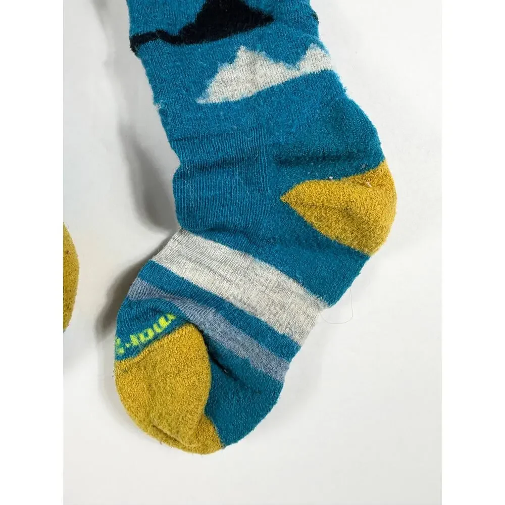 Smartwool Kids Mountain Crew Hiking Socks Blue Kids Medium shoe 12-2.5